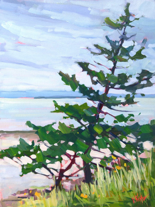 Lakeside Serenity original acrylic painting for sale by Canadian artist Vera Kisseleva