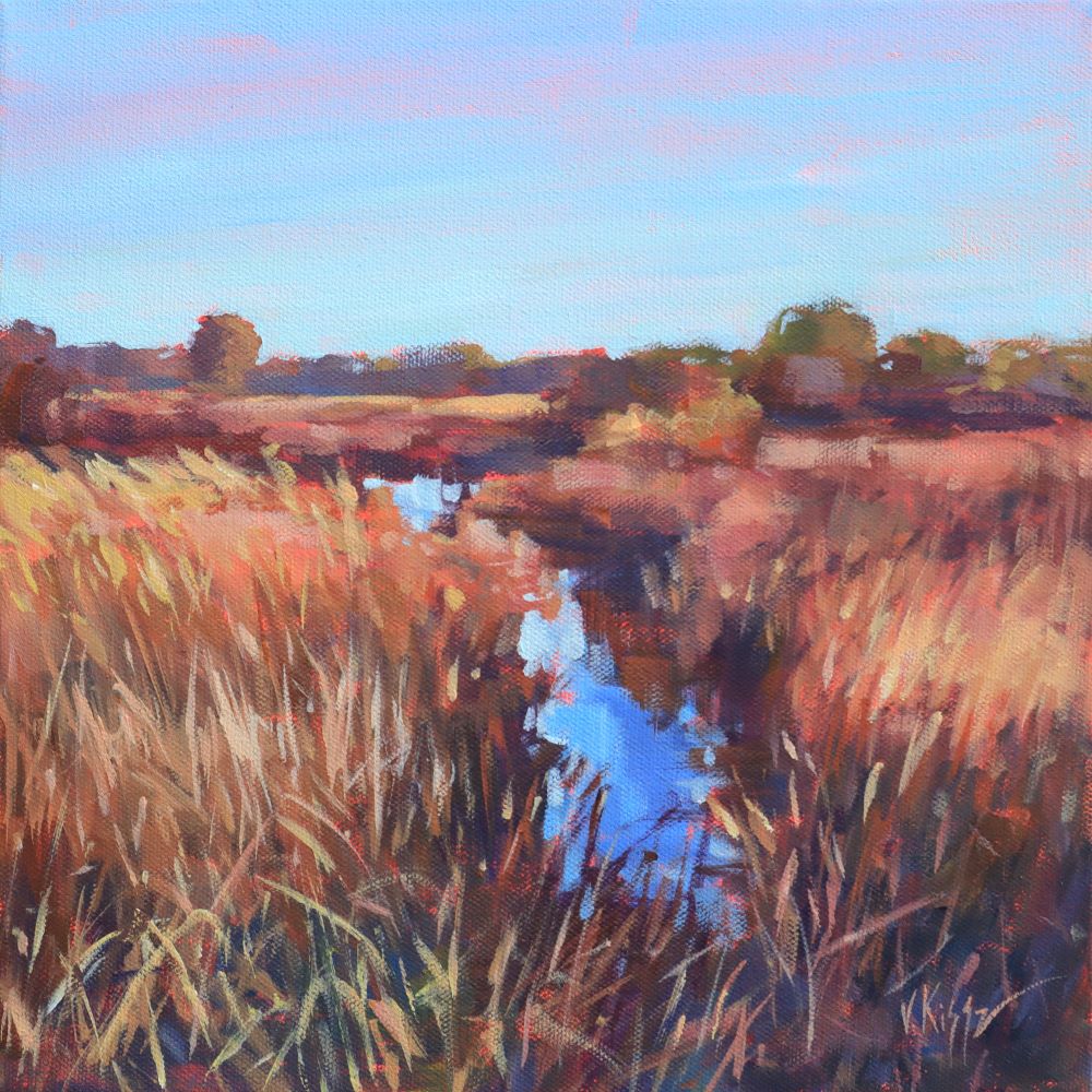"Among the Reeds" Acrylic on canvas 12"x12" FRAMED