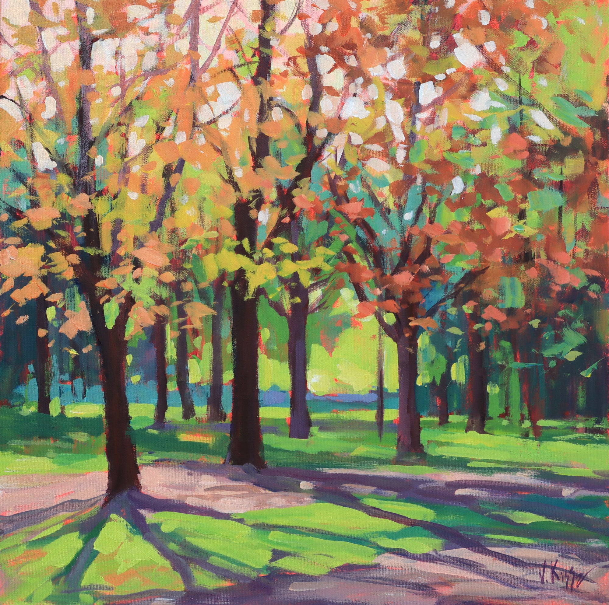 "April Light in the Park" Acrylic 16"x16"