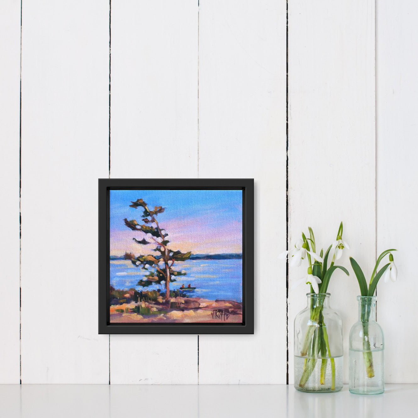 "Killbear Adventures II" Acrylic on canvas 8"x8" FRAMED