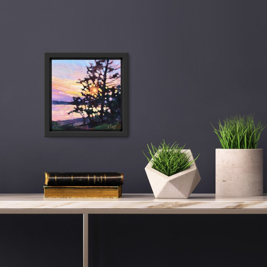 "Moments of Sundown" Acrylic on canvas 8"x8" FRAMED