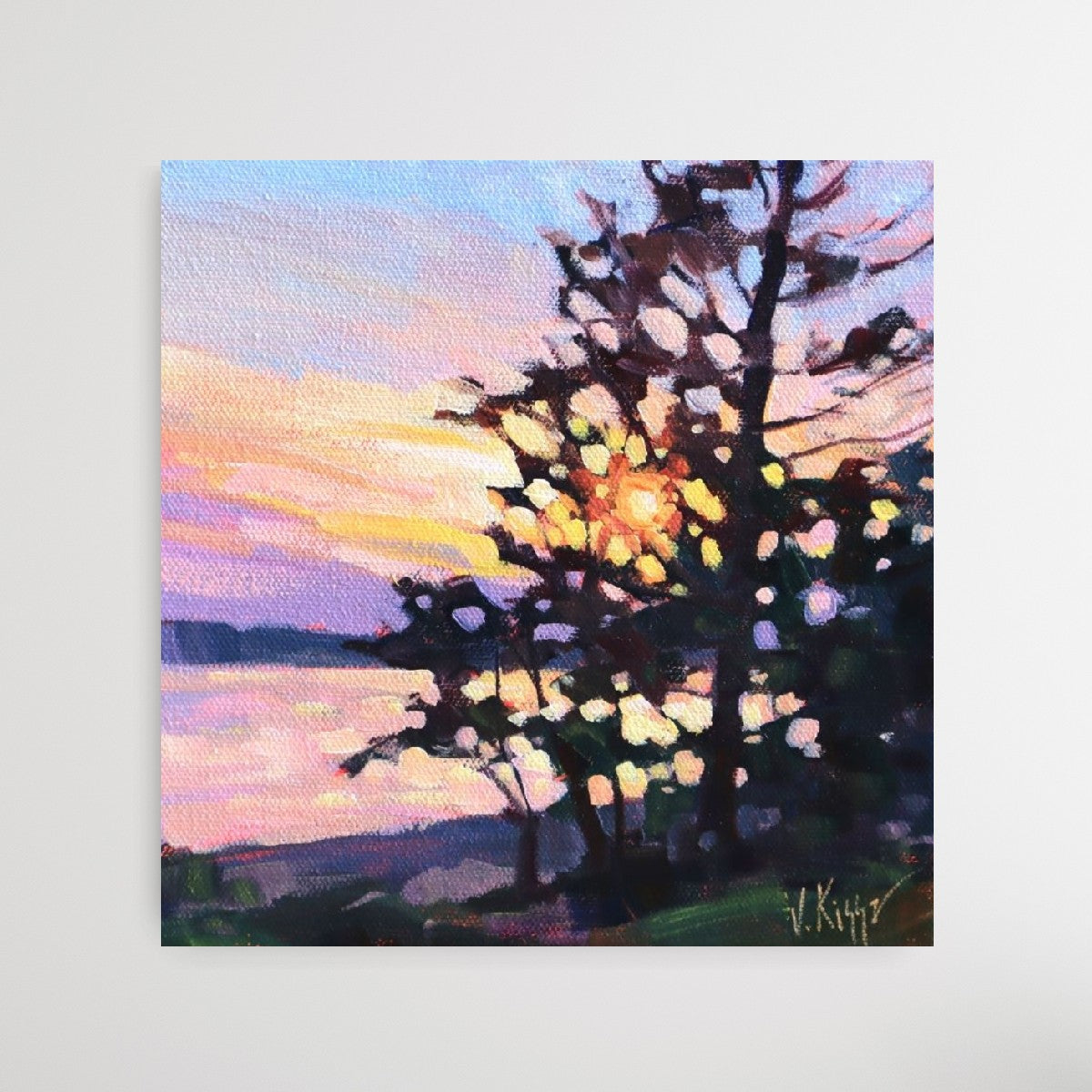 "Moments of Sundown" Acrylic on canvas 8"x8" FRAMED
