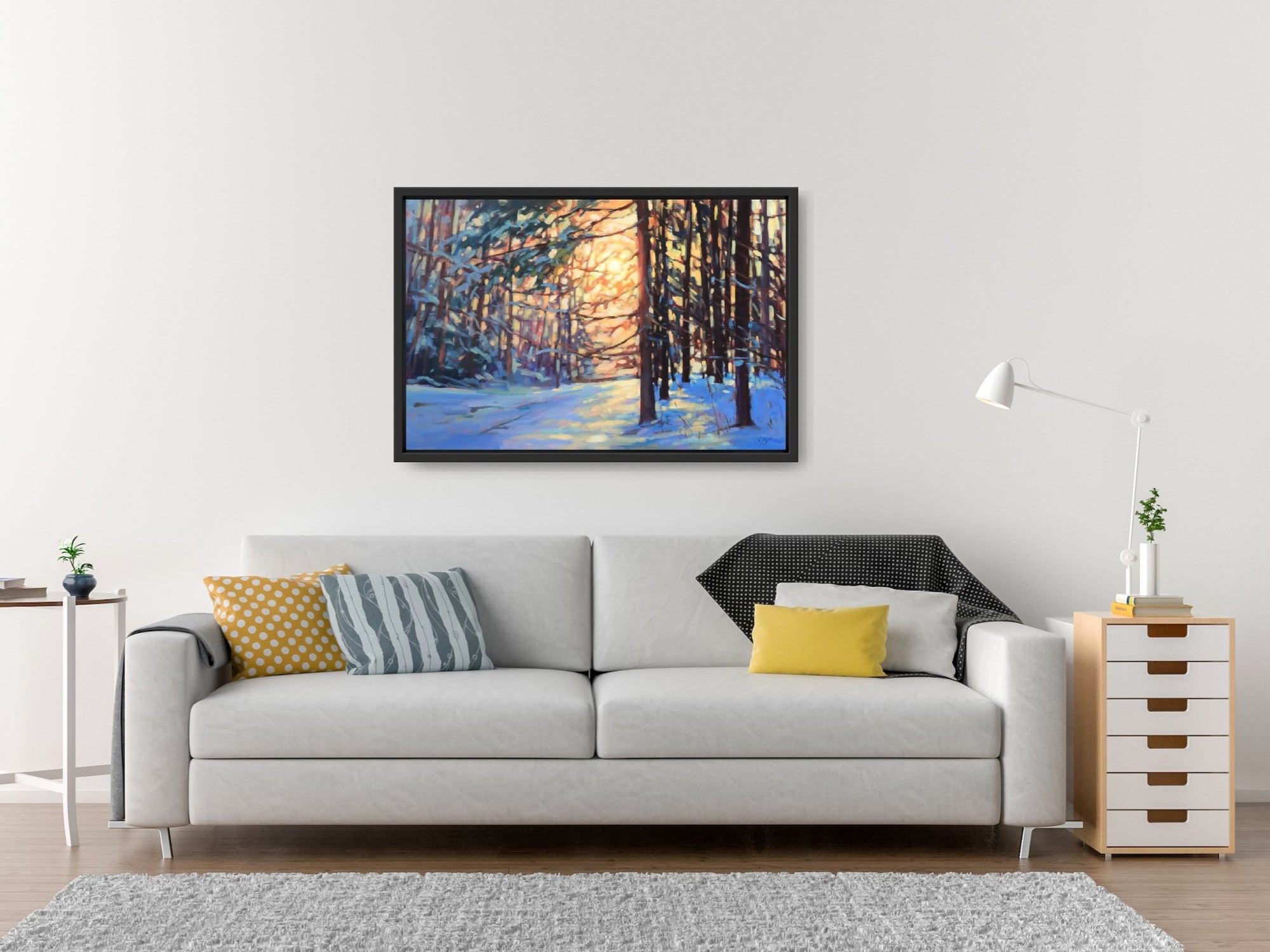 "Embers of a Winter Sun" Acrylic on canvas 36"x24" FRAMED