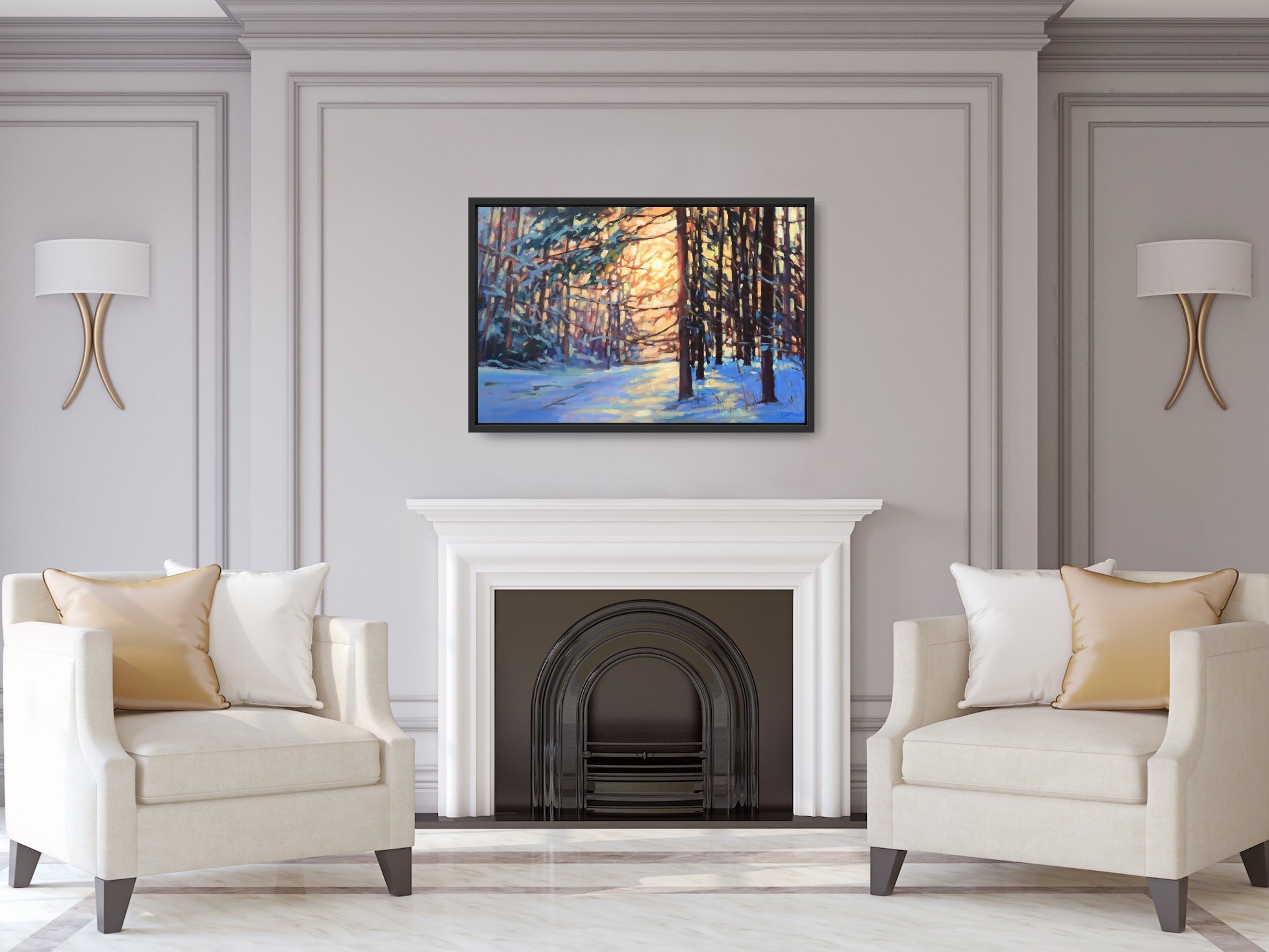 "Embers of a Winter Sun" Acrylic on canvas 36"x24" FRAMED