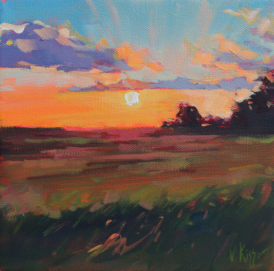 "Countryside Sunset #2" Acrylic on canvas 8"x8"