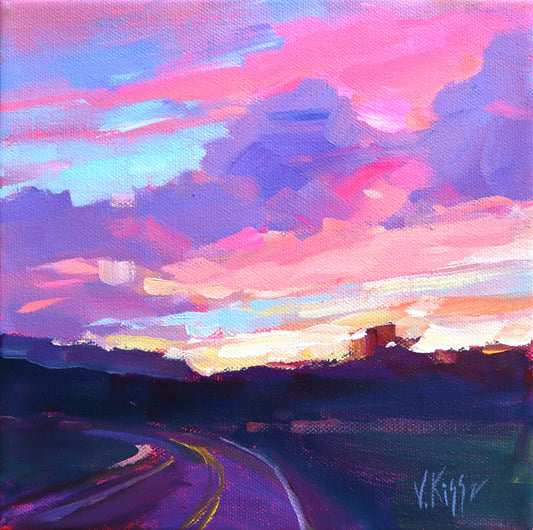"Countryside Sunset #5" Acrylic on canvas 8"x8"