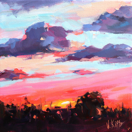"Countryside Sunset" Acrylic on canvas 8"x8"