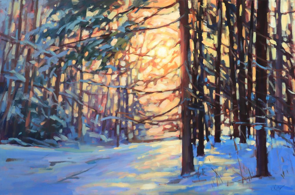 "Embers of a Winter Sun" Acrylic on canvas 36"x24" FRAMED