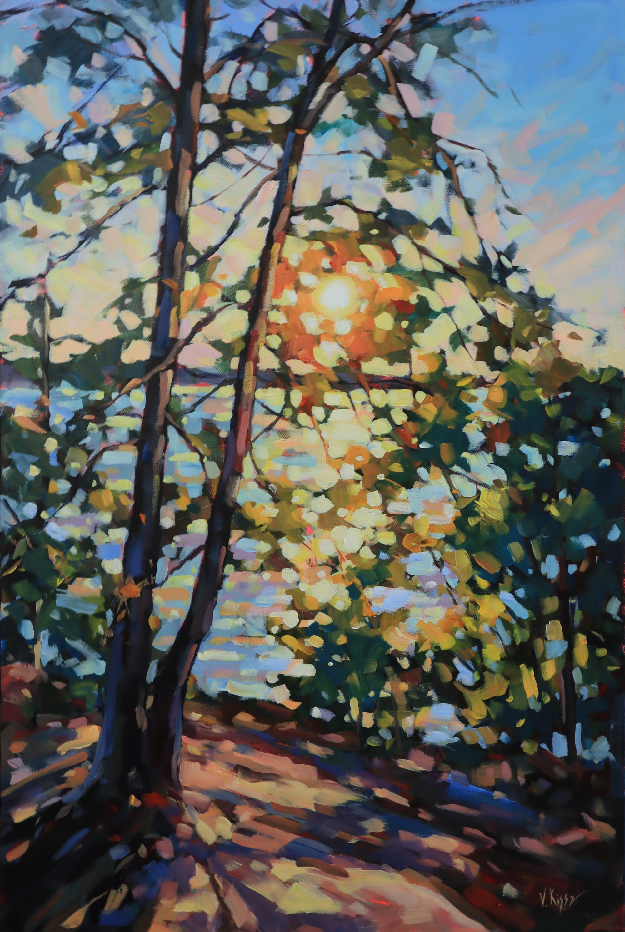 "Last Light Over Georgian Bay" acrylic on canvas 36"x24" FRAMED