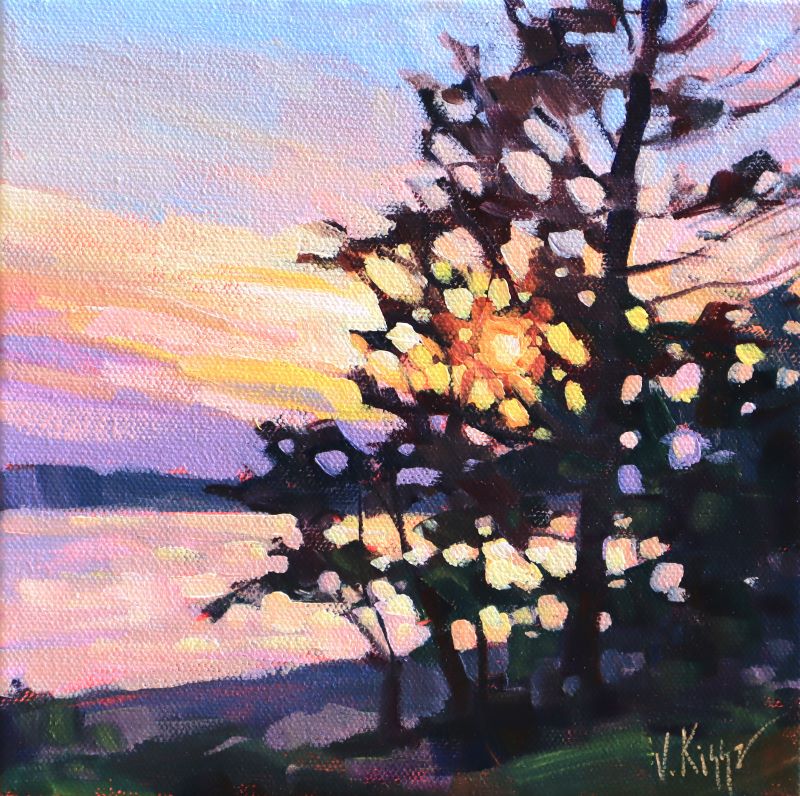 "Moments of Sundown" Acrylic on canvas 8"x8" FRAMED