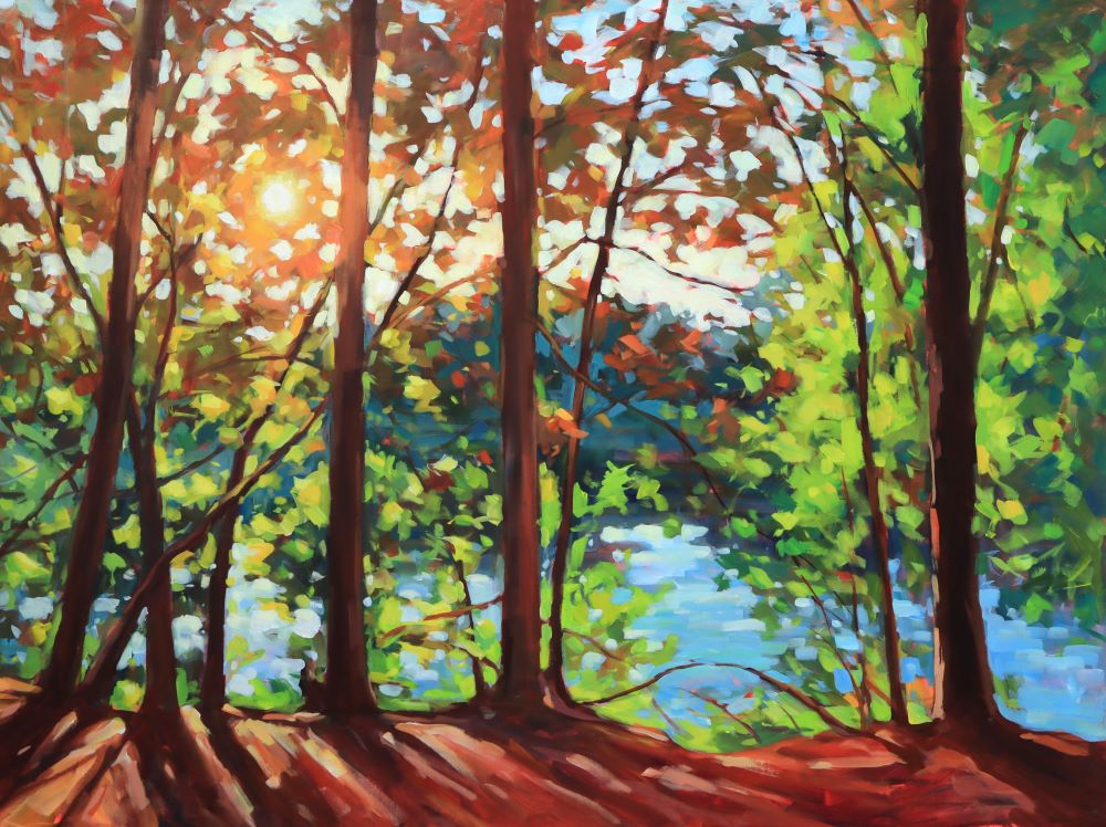"The River's Evening Song" Acrylic on canvas 36"x48" FRAMED