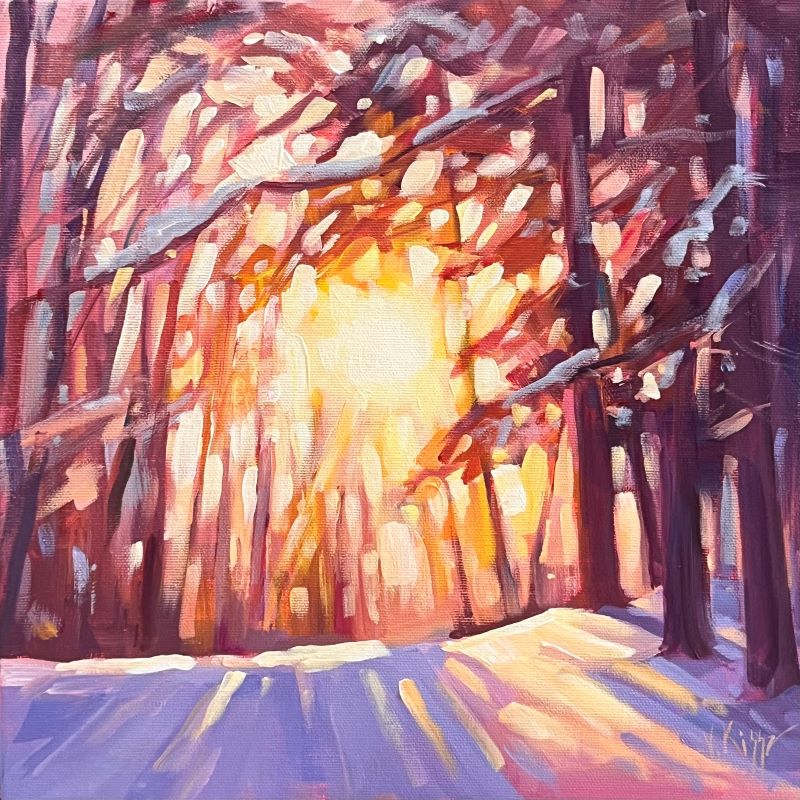 Winter sun shining through the trees artwork by Vera Kisseleva