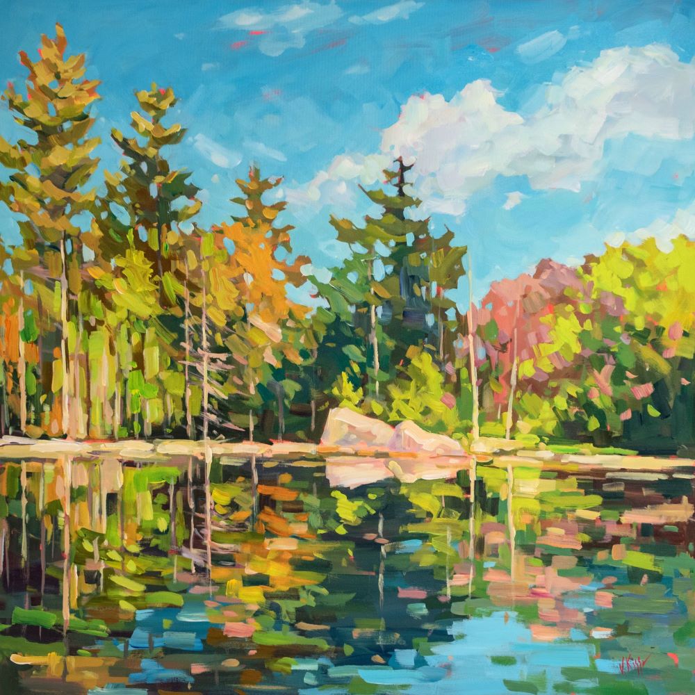 Lake view original acrylic painting by Vera Kisseleva
