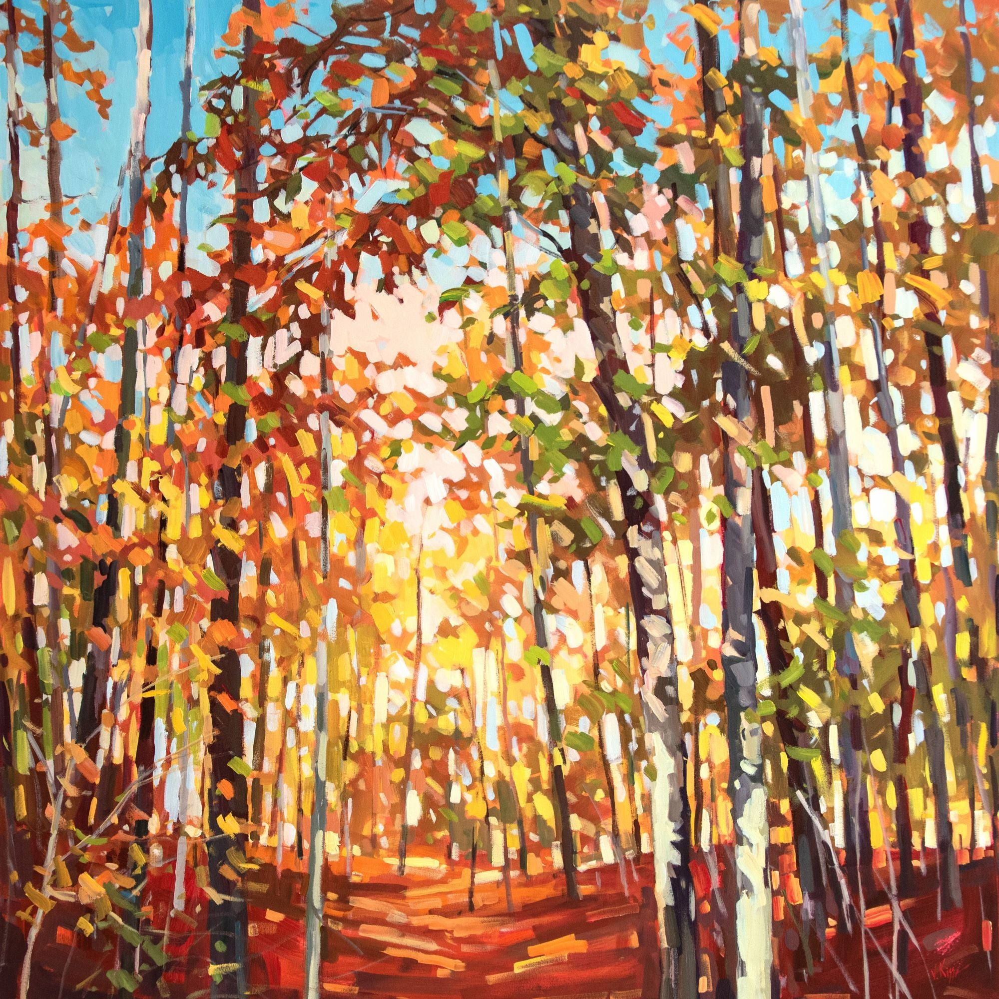 &quot;Nostalgic Warmth of Autumn&quot; acrylic on canvas 48&quot;x48&quot;