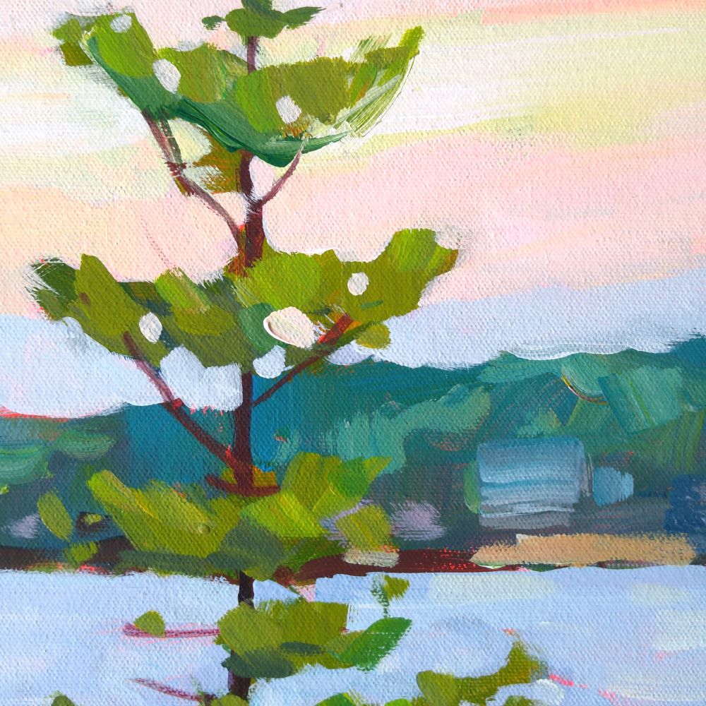 "Sunset Lake View" Acrylic on canvas 36"x24"