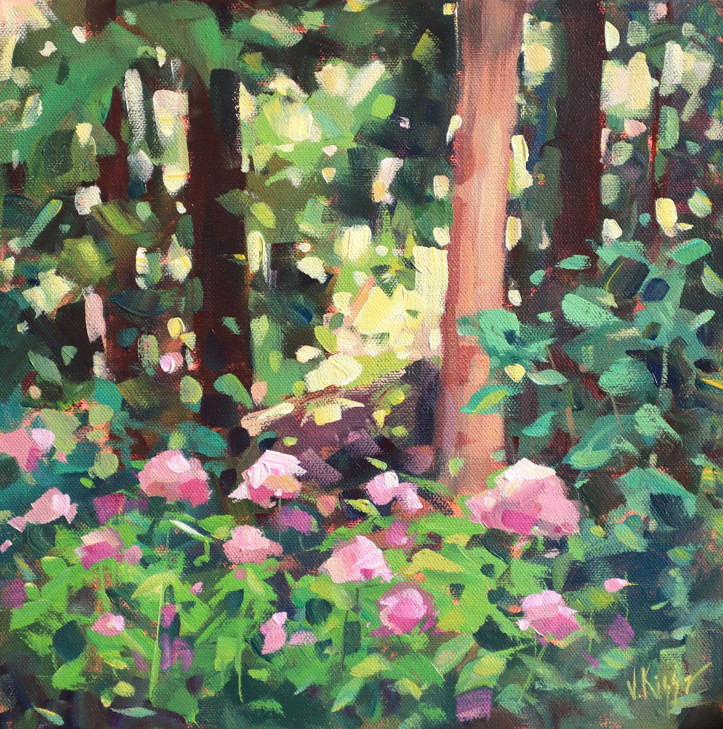 "Blush in the Woods" Acrylic on canvas 12"x12"