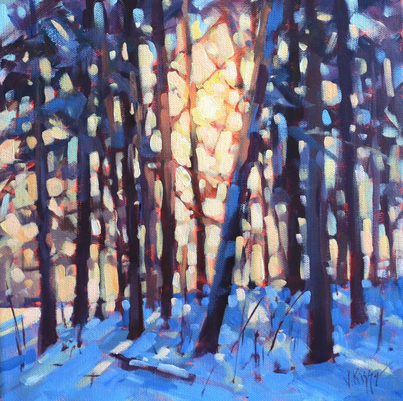 "Dusk in Winter's Embrace" Acrylic on canvas 12"x12"