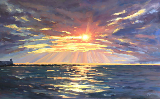 "Evening Glow on Lake Huron" Acrylic on canvas 30"x48"