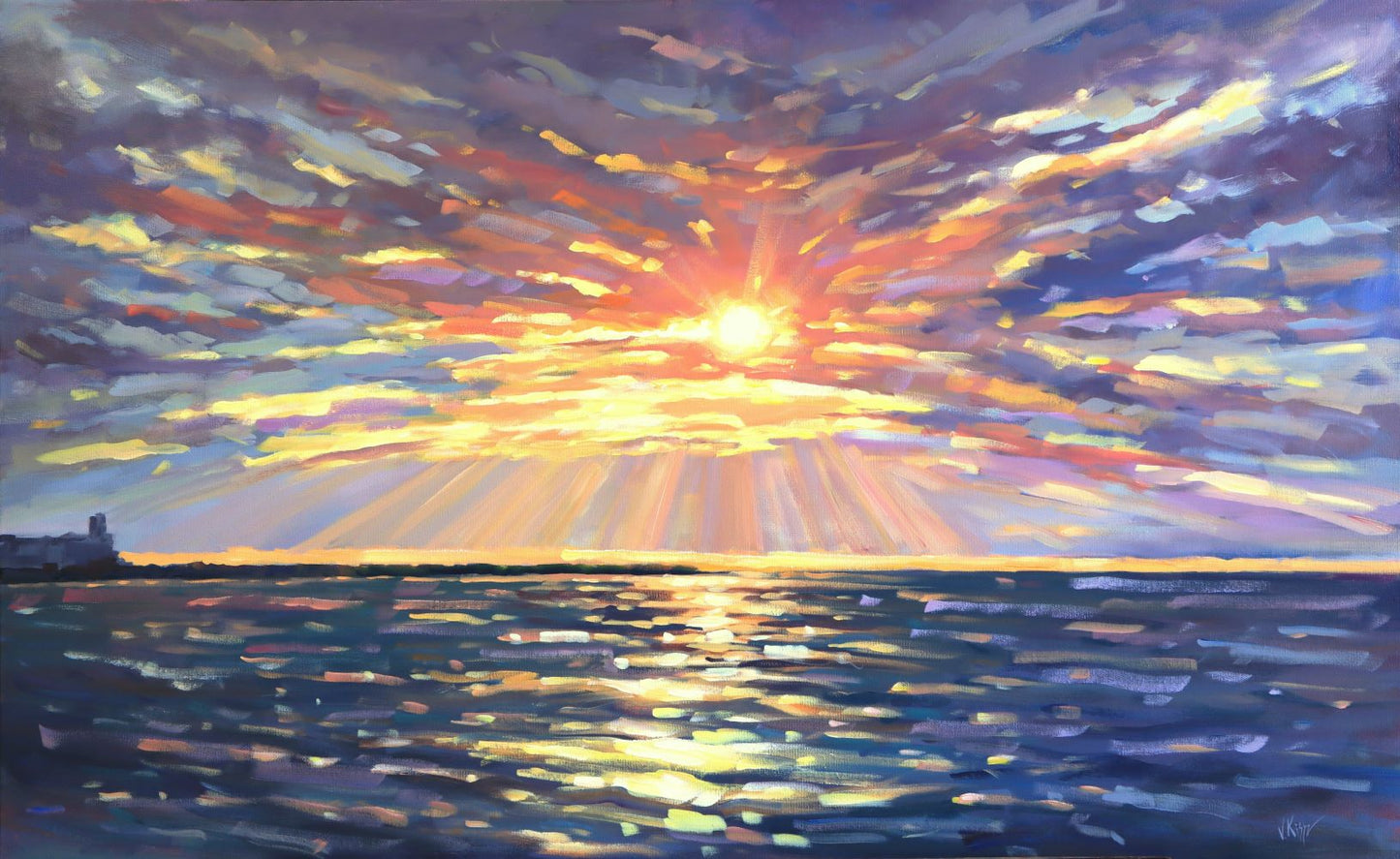 "Evening Glow on Lake Huron" Acrylic on canvas 30"x48"