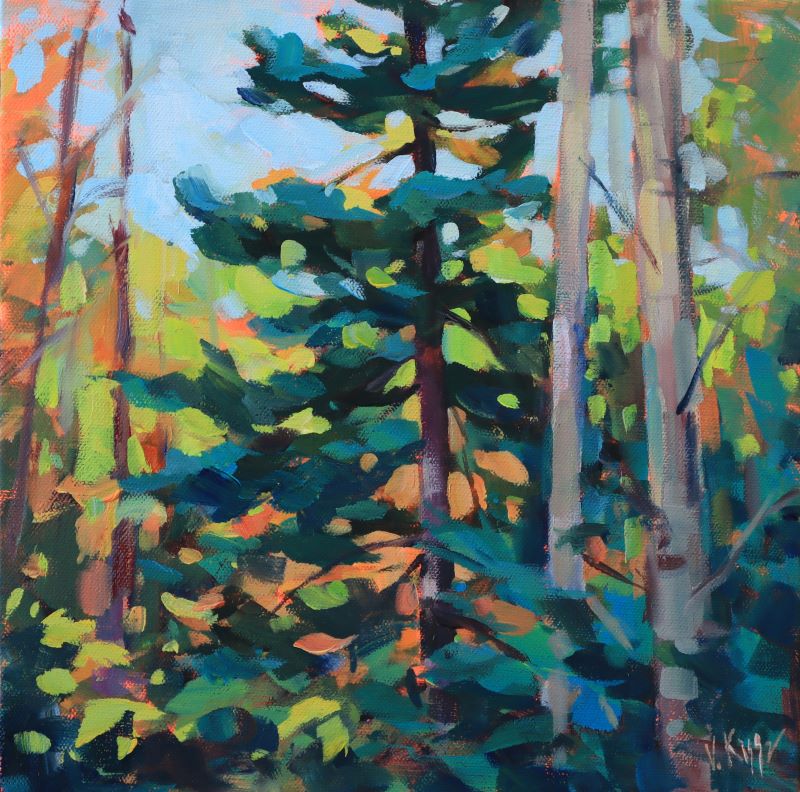 "Forest Watch" Acrylic painting on canvas 12"x12"