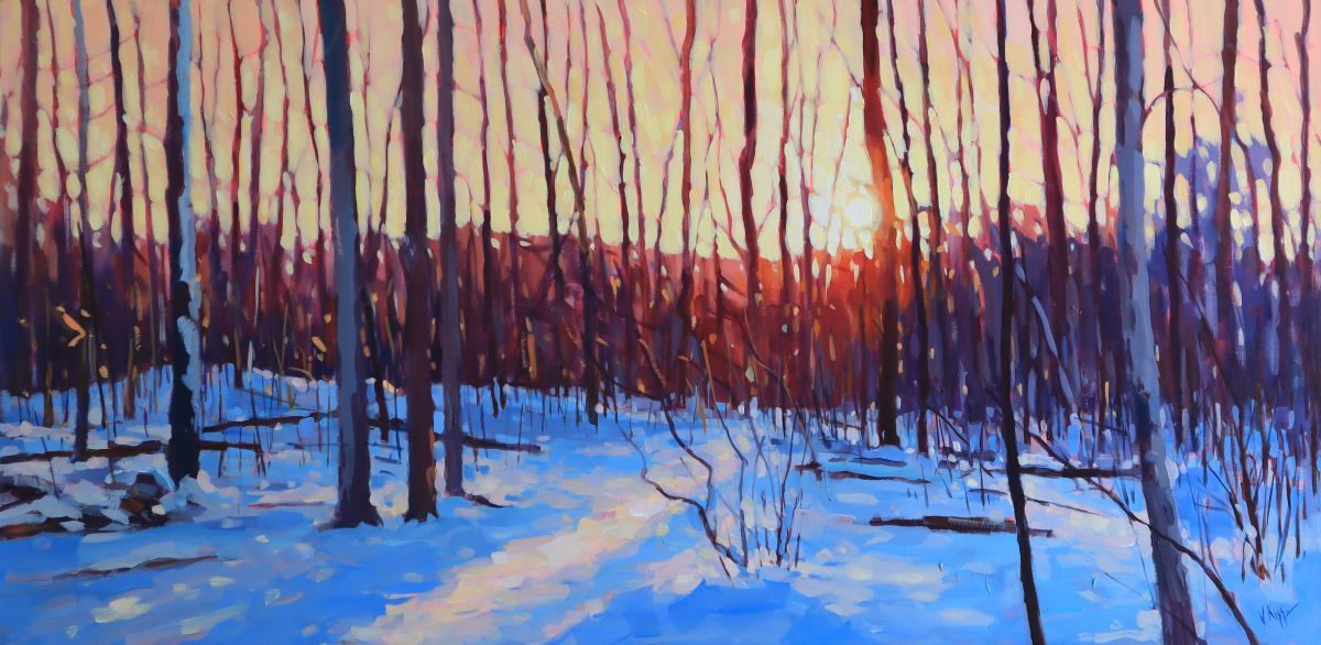 Winter Sunset Original painting by Vera Kisselva Large scale art