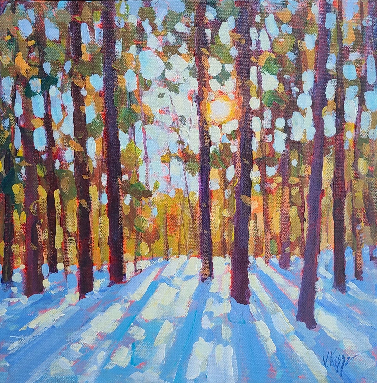 "Frosty Sunshine" Acrylic on canvas 12"x12"