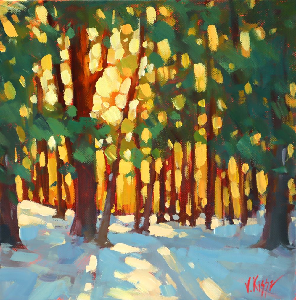 Original acrylic painting by Vera Kisseleva Winter Scene