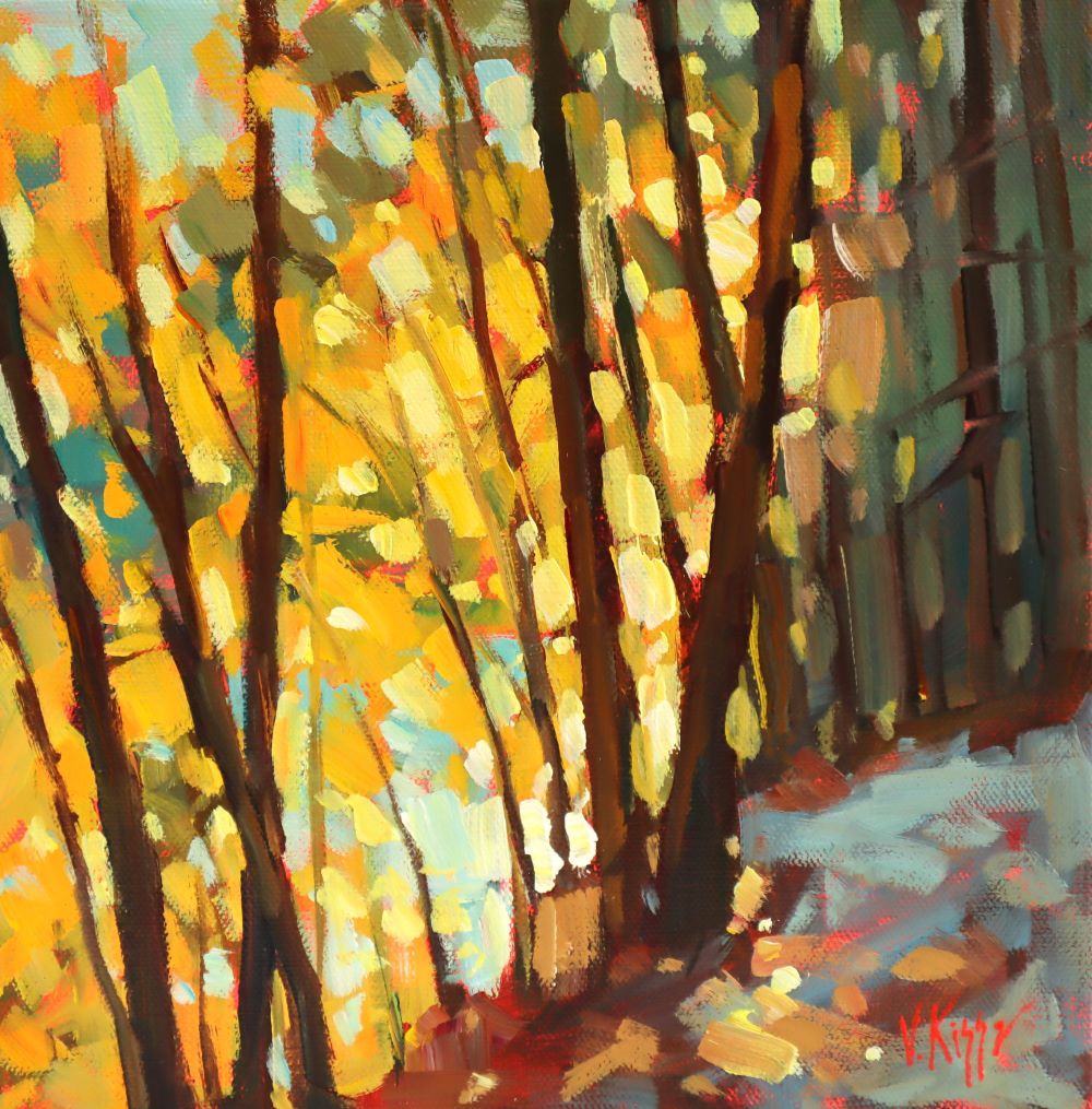 Original acrylic painting by local artist Vera Kisseleva Winter's Golden Hour