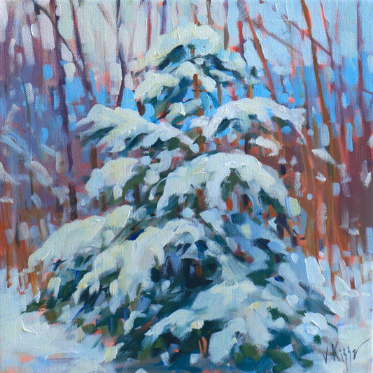 "Crowned in Snow" Acrylic on canvas 12"x12"