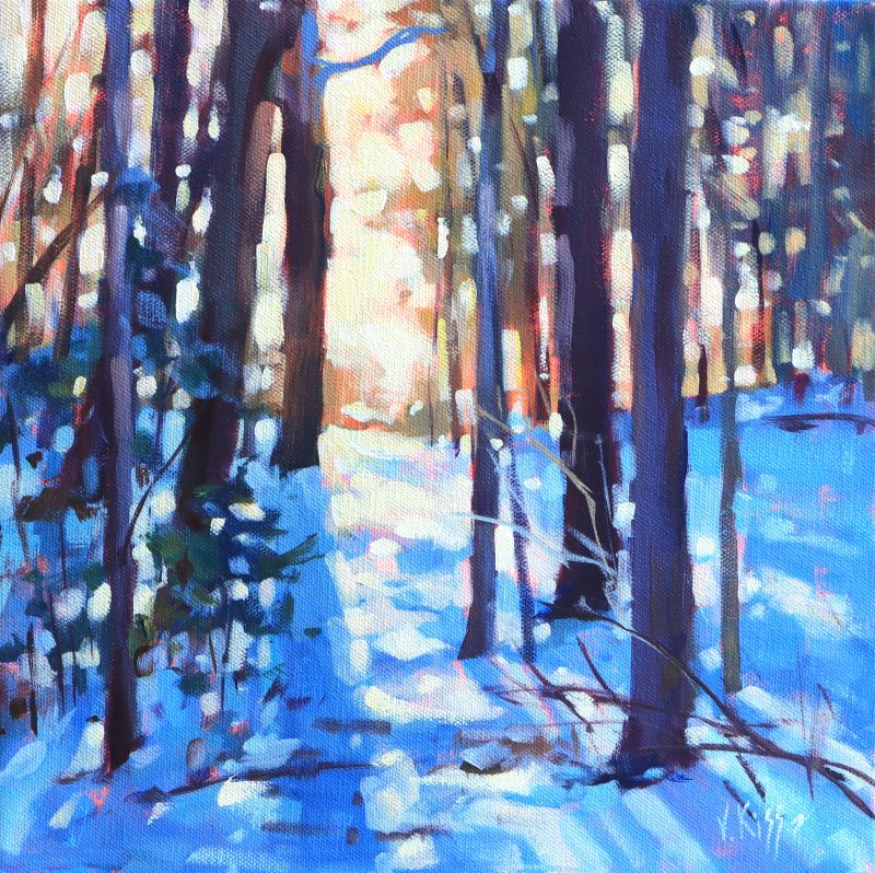 "Icy Glow" Acrylic on canvas 12"x12"