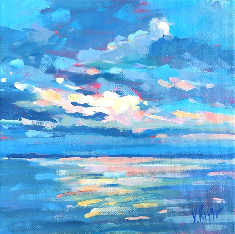 original acrylic painting by Vera Kisseleva Sunset over lake Huron