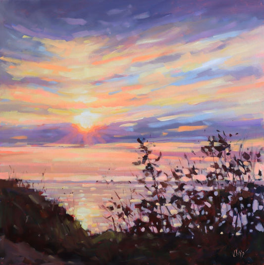 "Lake Huron's Golden Twilight" acrylic on canvas 24"x24"