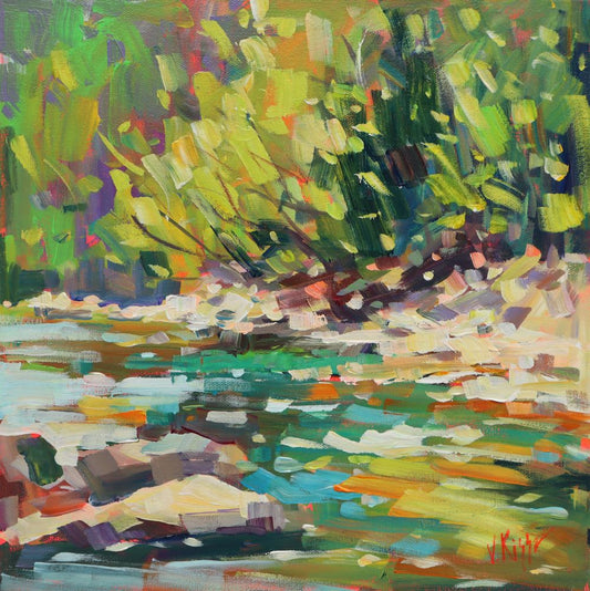 "Listen to the River II" Acrylic on canvas 12"x12"