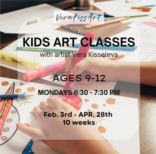 KIDS ART CLASSES, AGES 9-12, MONDAYS 6:30-7:30PM