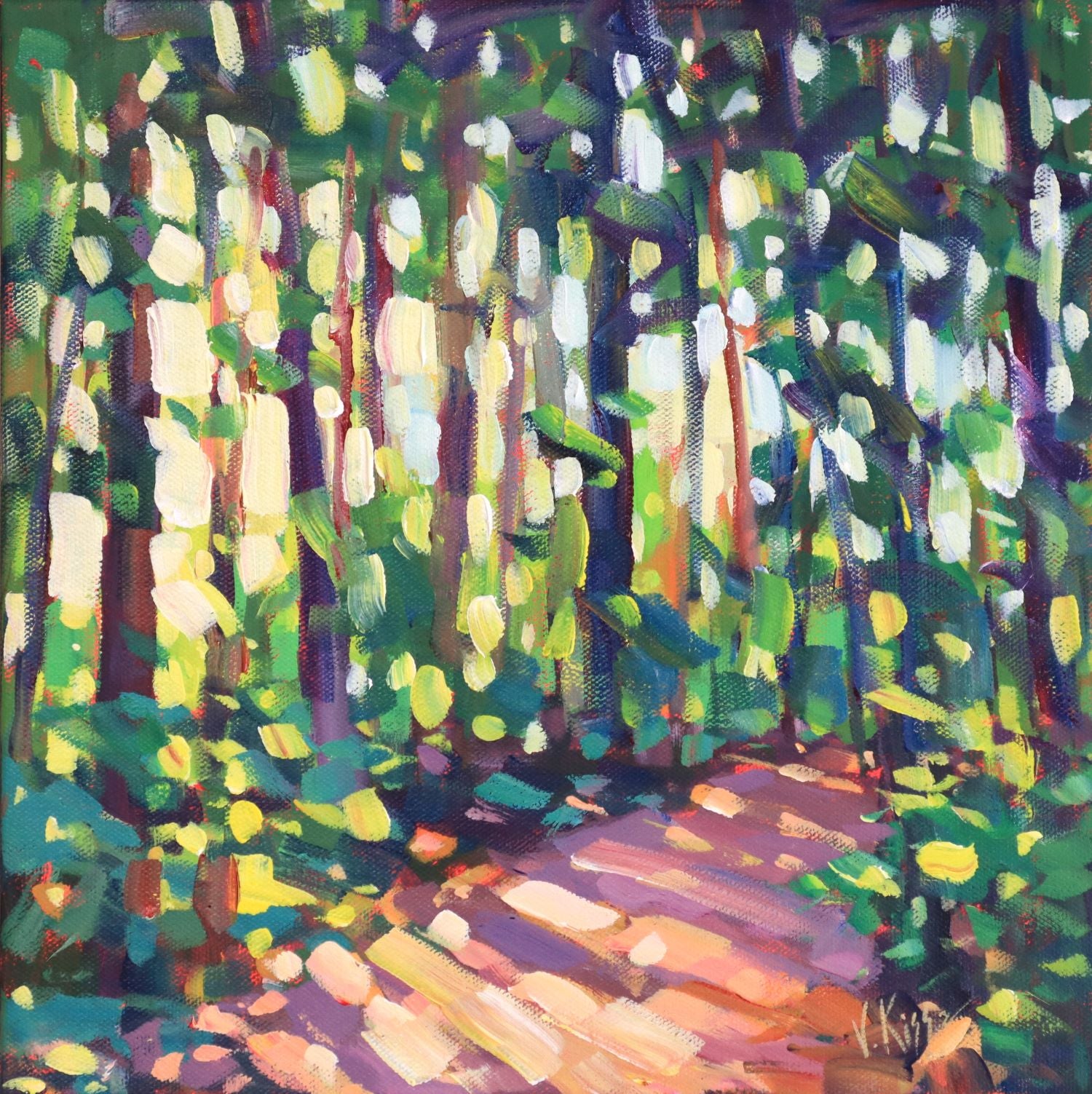 &quot;Sunlit Passage&quot; Acrylic on canvas 12&quot;x12&quot;