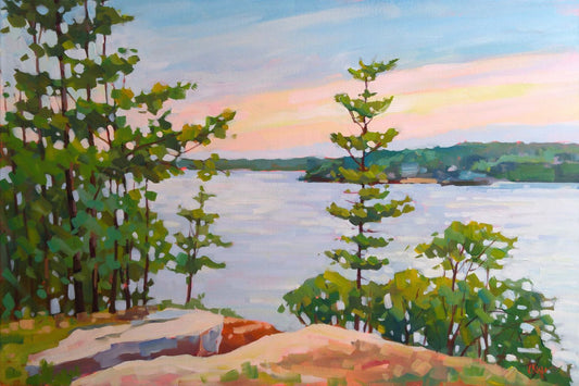 "Sunset Lake View" Acrylic on canvas 36"x24"