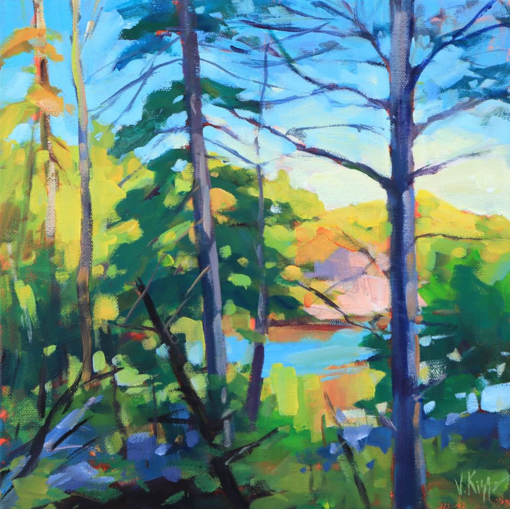 "Through the Silent Branches" Acrylic on canvas FRAMED