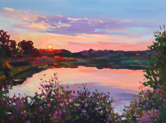 Sunset Lake Landscape painting by Vera Kisseleva