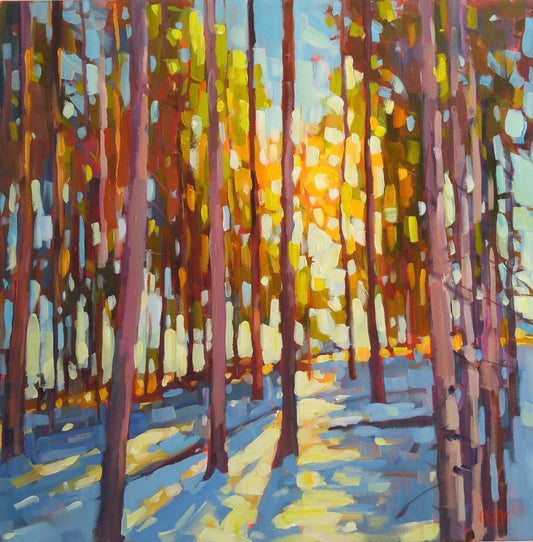 "Walking in a Snowy Forest" Acrylic on canvas 24"x24"