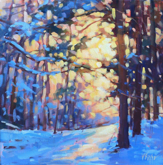 "Whispers of Winterlight" Acrylic on canvas 12"x12"