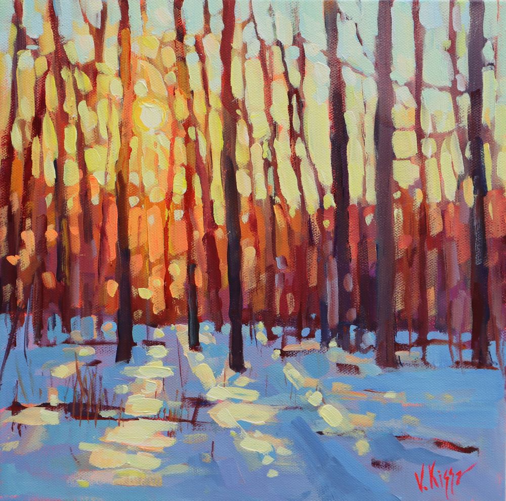"Winter's Sunburst" Acrylic on canvas 12"x12"