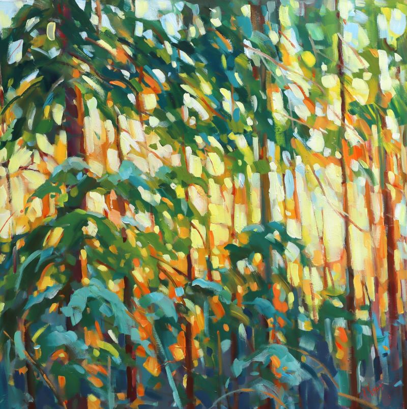 &quot;Woodland Illumination&quot; Acrylic on canvas 30&quot;x30&quot;