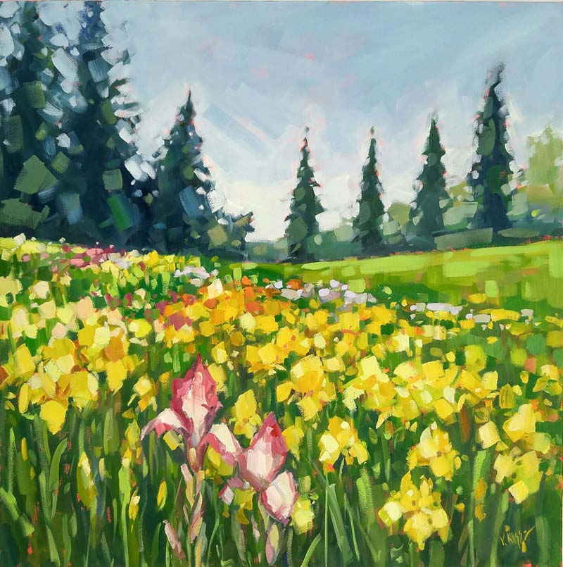 "Yellow Iris" Oil on canvas 24"x24"