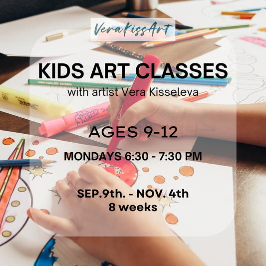 KIDS ART CLASSES, AGES 9-12, MONDAYS 6:30-7:30PM