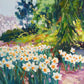 original oil painting on canvas modern impressionistic spring landscape white daffodils  
