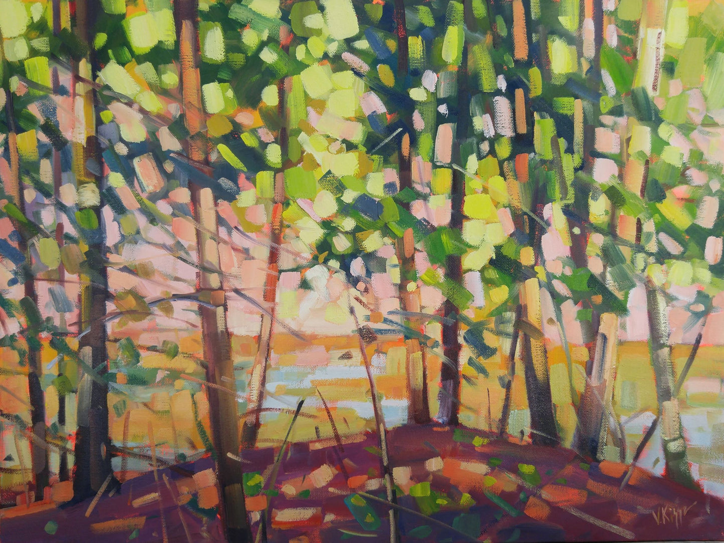 Original oil painting impressionisric canadian landscape Elora Gorge trail by local artist Vera Kisseleva