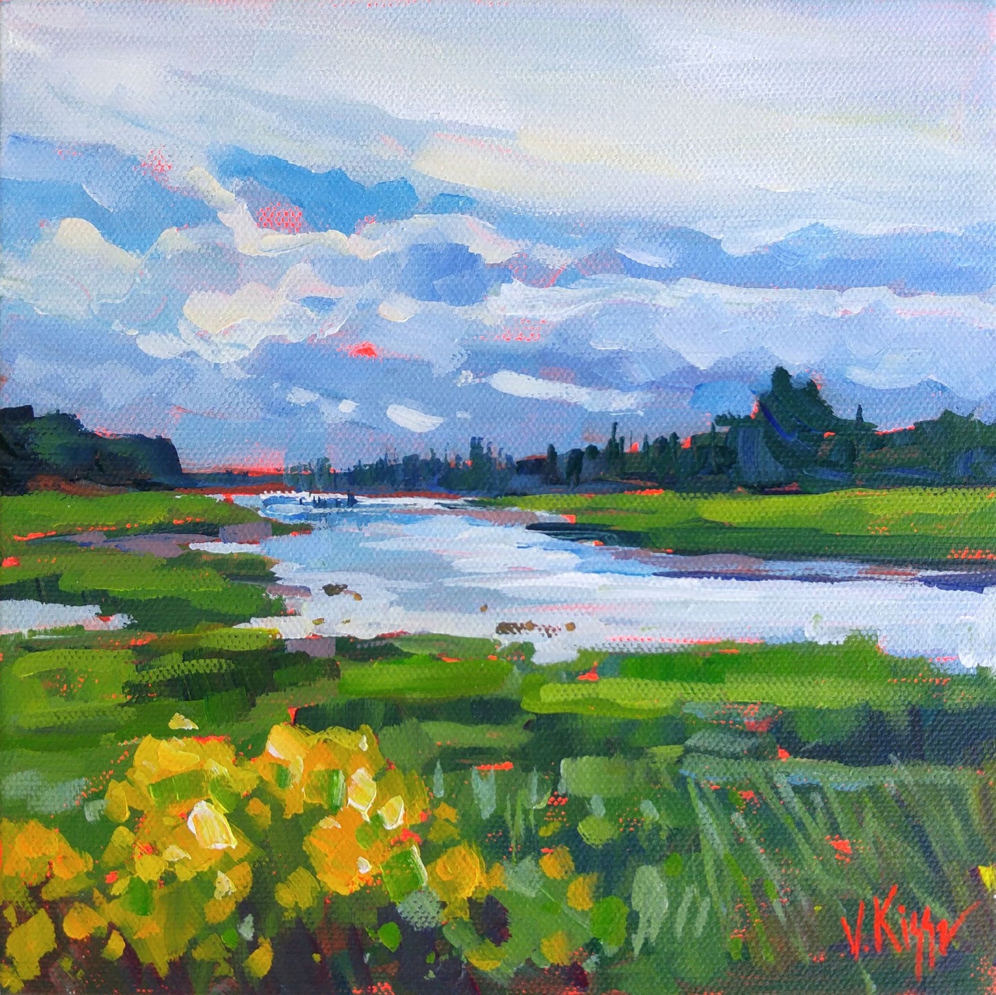 Original Acrylic painting on canvas modern impressionistic Canadian landscape by local artist vera Kisseleva