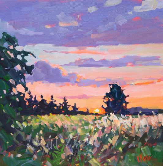 Sunset artwork for sale impressionistic Canadian landscape by local artist Vera Kisseleva