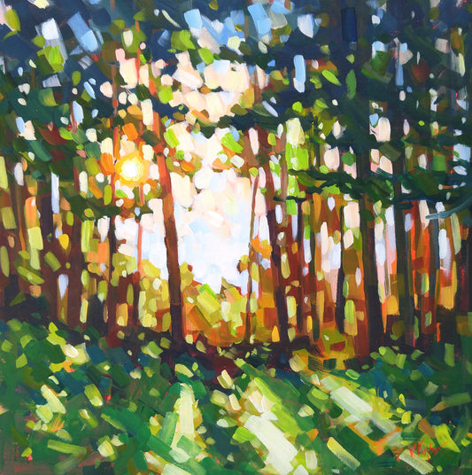 Original acrylic painting on canvas modern impressionistic Canadian Sunset landscape by artist Vera Kisseleva