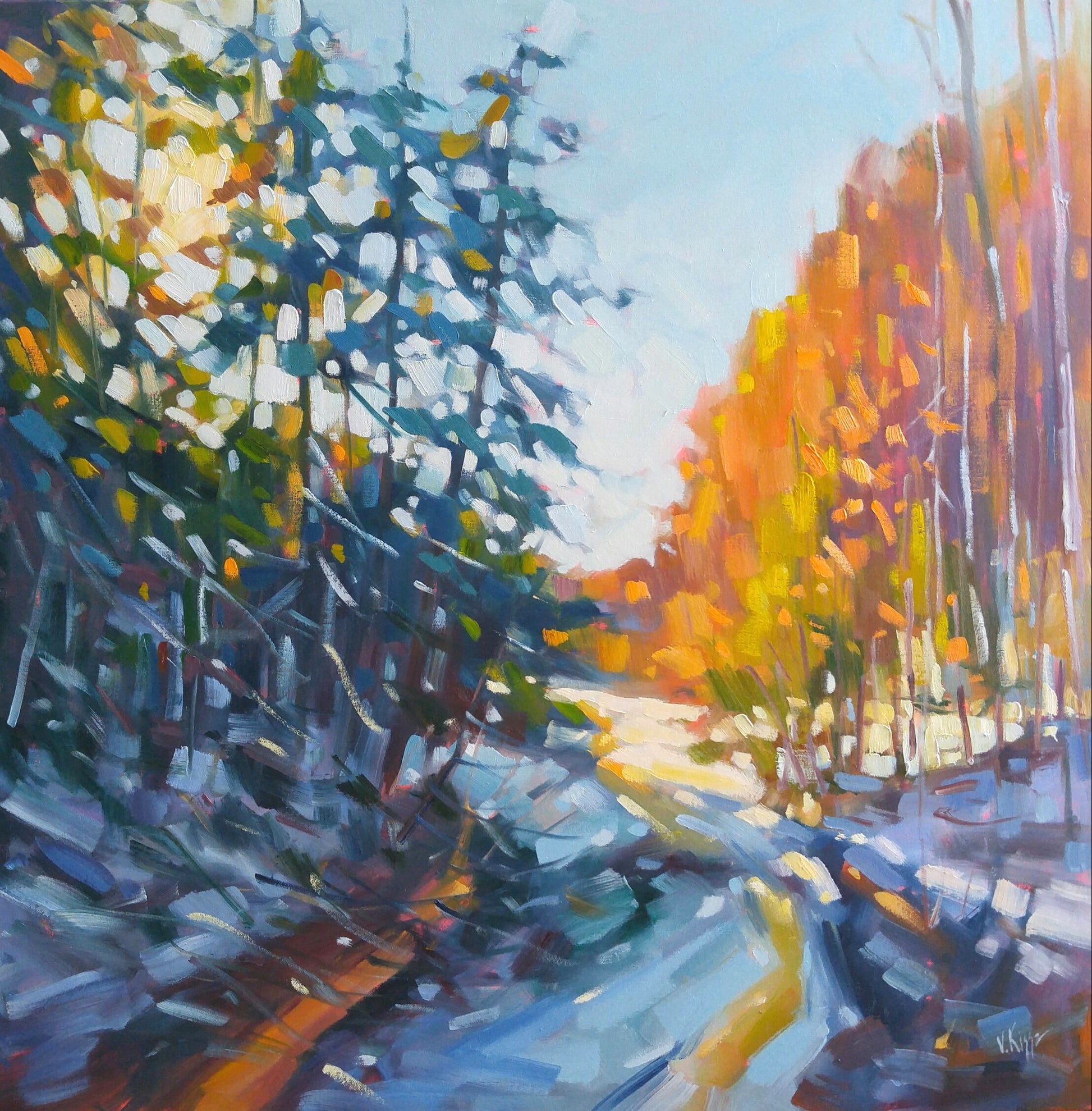 Original oil painting on canvas Modern impressionistic landscape Elora Gorge by Vera Kisseleva